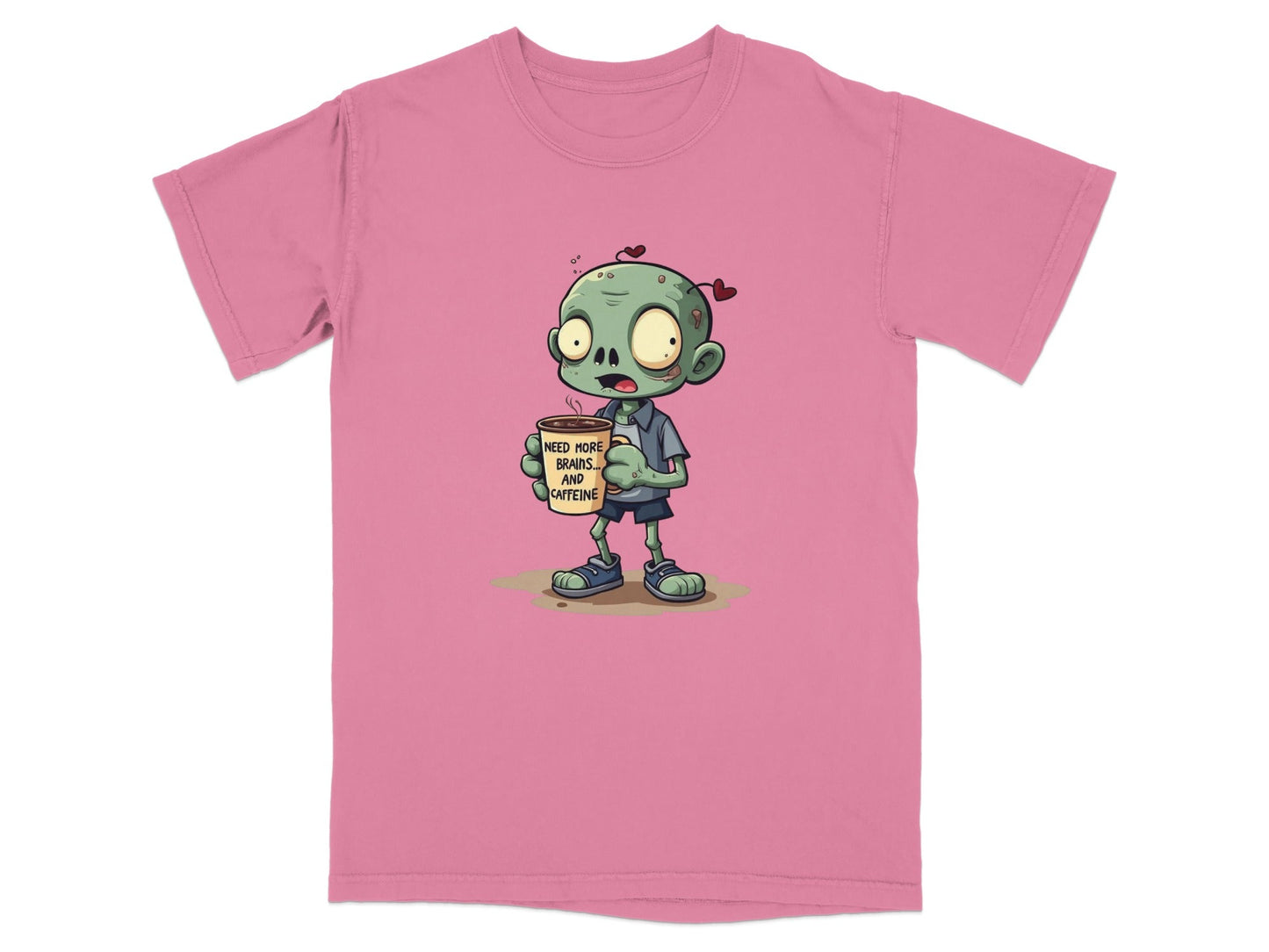 Zombie Need More Brains And Caffeine Funny Graphic T-Shirt - IconVexa