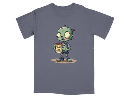 Zombie Need More Brains And Caffeine Funny Graphic T-Shirt - IconVexa